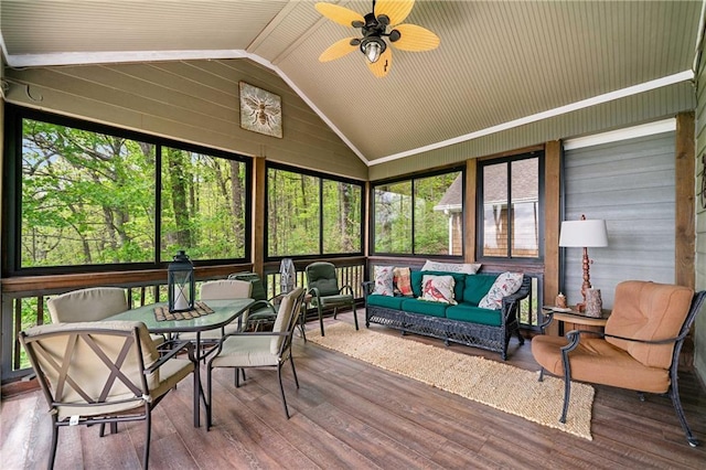 3756 Monument Rd, Jasper, GA 30143 - sunroom / solarium featuring an outdoor hangout area, lofted ceiling, and ceiling fan