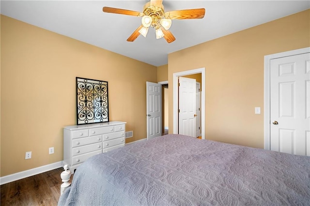 3756 Monument Rd, Jasper, GA 30143 - bedroom with baseboards, wood finished floors, and a ceiling fan
