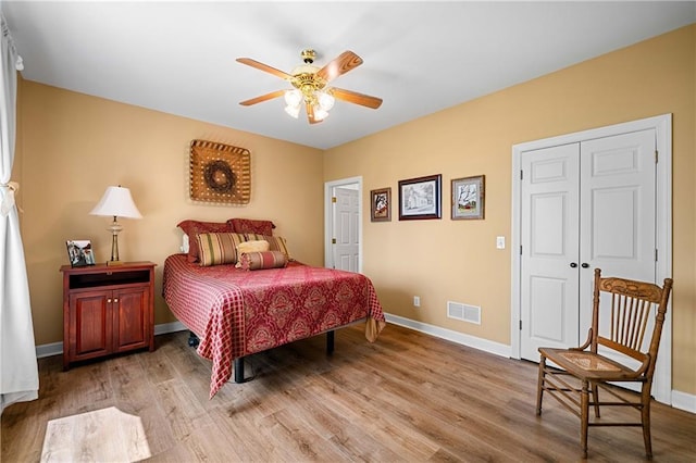 3756 Monument Rd, Jasper, GA 30143 - bedroom featuring wood finished floors, baseboards, a ceiling fan, and a closet