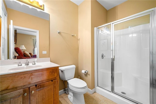 3756 Monument Rd, Jasper, GA 30143 - full bathroom with tile patterned flooring, a shower stall, toilet, and vanity