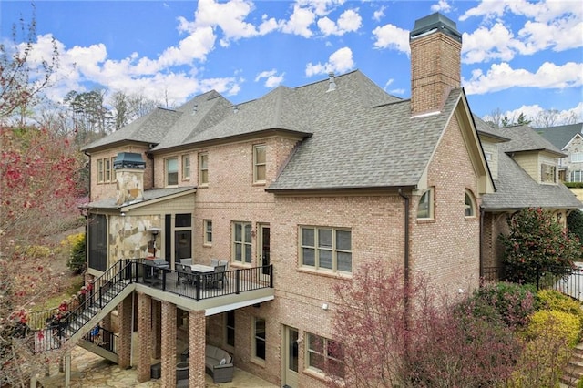 view of patio with an outdoor living space, stairs, central AC, and a ceiling fan