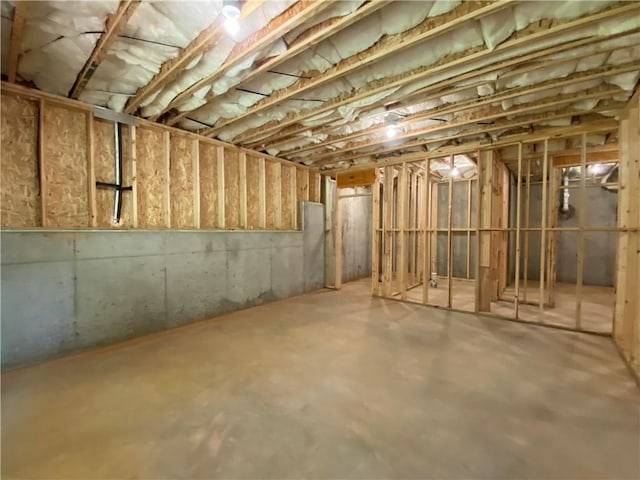 view of unfinished basement