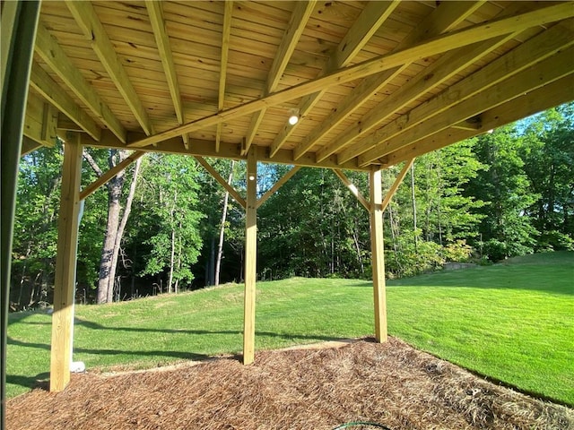 view of grassy yard with view of scattered trees