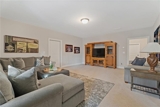 living room with light carpet