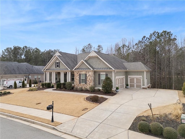 craftsman-style house with a garage