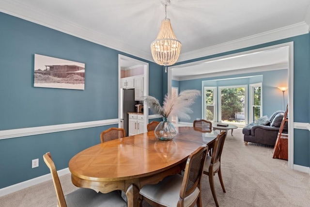 120 Ashewoode Downs Ln, Alpharetta, GA 30005 - dining space featuring a chandelier, light colored carpet, and ornamental molding