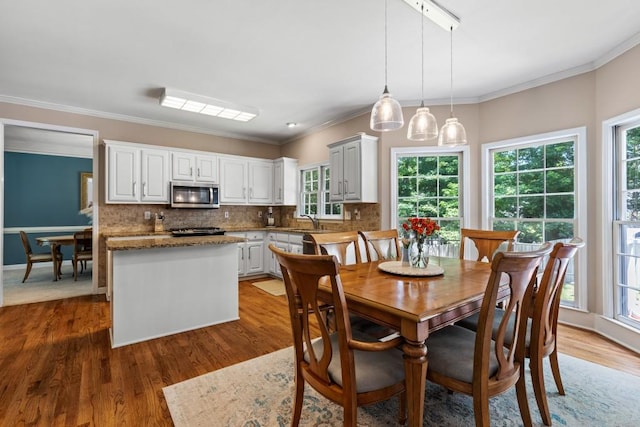 120 Ashewoode Downs Ln, Alpharetta, GA 30005 - dining space featuring wood finished floors and crown molding