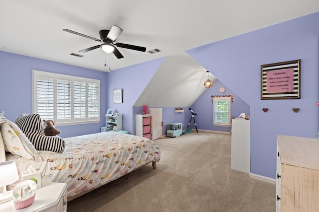 120 Ashewoode Downs Ln, Alpharetta, GA 30005 - bedroom with carpet, a ceiling fan, and lofted ceiling