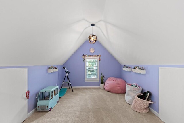 120 Ashewoode Downs Ln, Alpharetta, GA 30005 - rec room with carpet flooring, lofted ceiling, and heating unit