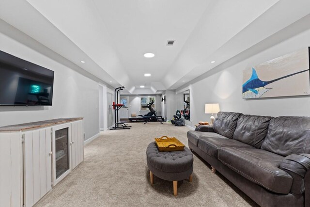 120 Ashewoode Downs Ln, Alpharetta, GA 30005 - living room with carpet flooring, recessed lighting, and bar area