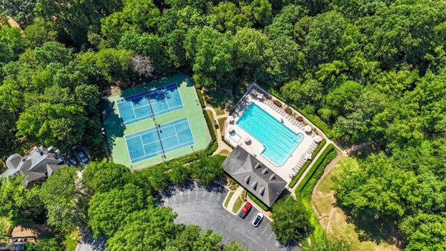 120 Ashewoode Downs Ln, Alpharetta, GA 30005 - drone / aerial view of a pool area