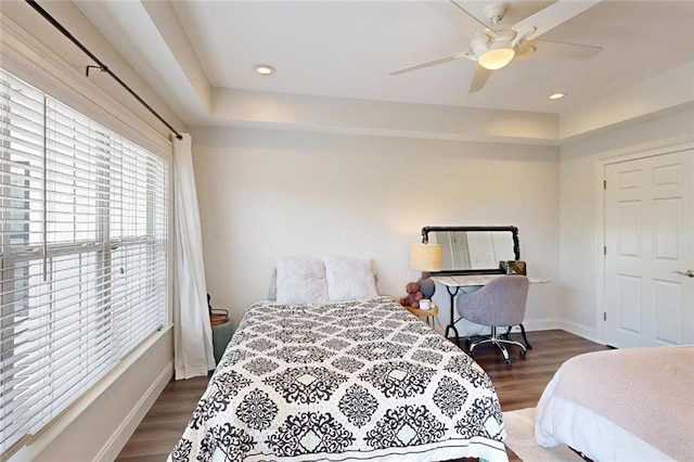 3275 Lenox Rd NE Unit 413, Atlanta, GA 30324 - bedroom with wood finished floors, ceiling fan, and recessed lighting