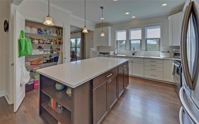 5638 Maple Bluff Way, Hoschton, GA 30548 - kitchen with open shelves, white cabinets, and light countertops
