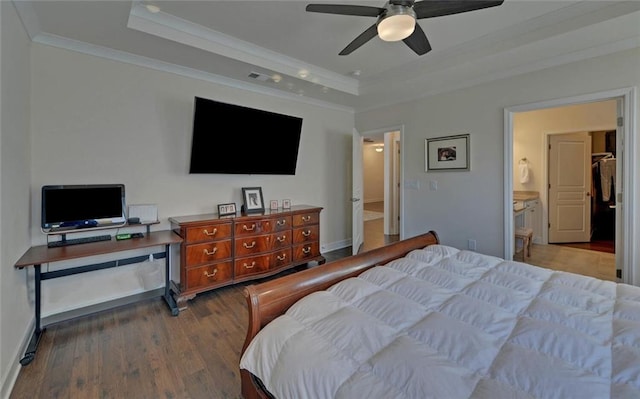 5638 Maple Bluff Way, Hoschton, GA 30548 - bedroom with a raised ceiling, wood finished floors, and ornamental molding