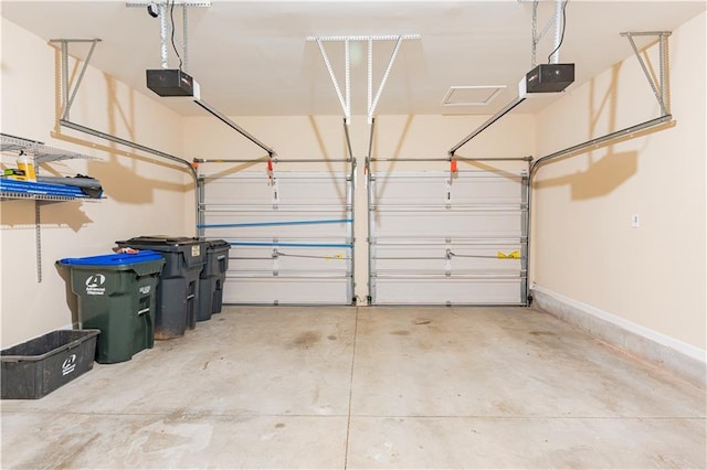 garage with a garage door opener