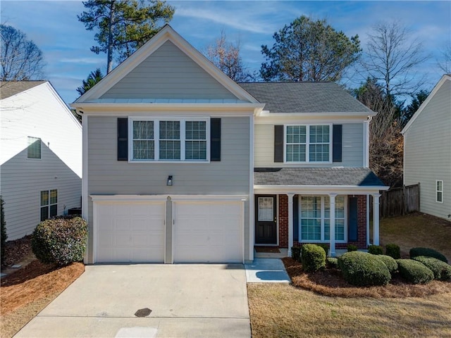 view of front of house with a garage