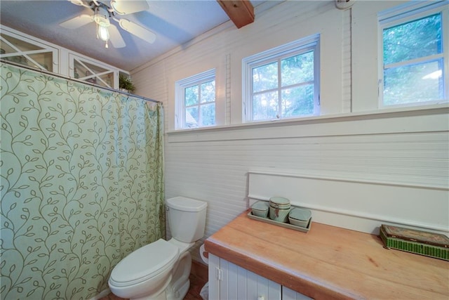 1066 Sea Oats Way SW, Lilburn, GA 30047 - full bathroom featuring curtained shower and ceiling fan