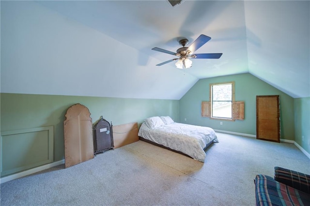 1066 Sea Oats Way SW, Lilburn, GA 30047 - bedroom featuring carpet flooring, lofted ceiling, and a ceiling fan