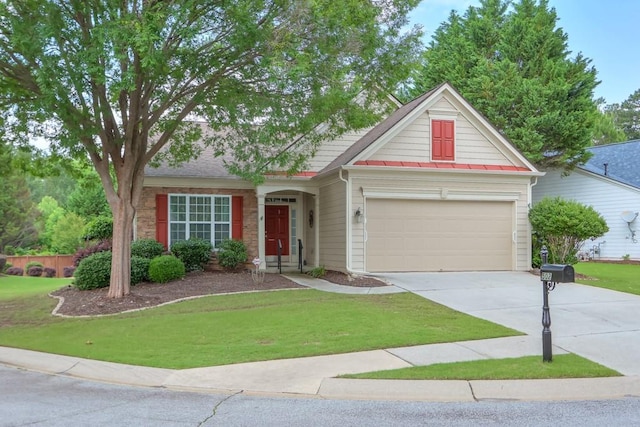 502 Helene Ct, Woodstock, GA 30188 - view of front of home with concrete driveway, a front lawn, and an attached garage