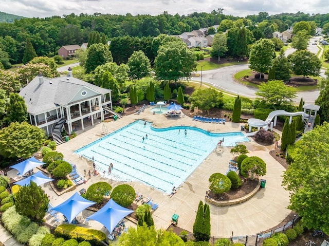 502 Helene Ct, Woodstock, GA 30188 - community pool featuring a water slide and stairs