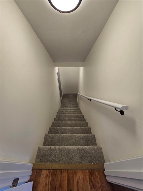 staircase featuring wood finished floors