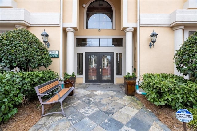 doorway to property with french doors