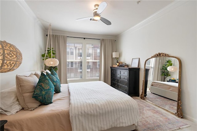1850 Cotillion Dr Unit 2304, Dunwoody, GA 30338 - bedroom with ornamental molding, a ceiling fan, baseboards, and carpet flooring