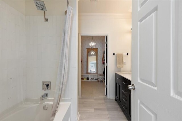 1850 Cotillion Dr Unit 2304, Dunwoody, GA 30338 - full bath featuring shower / bath combo, vanity, and ornamental molding