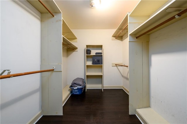 spacious closet with wood finished floors