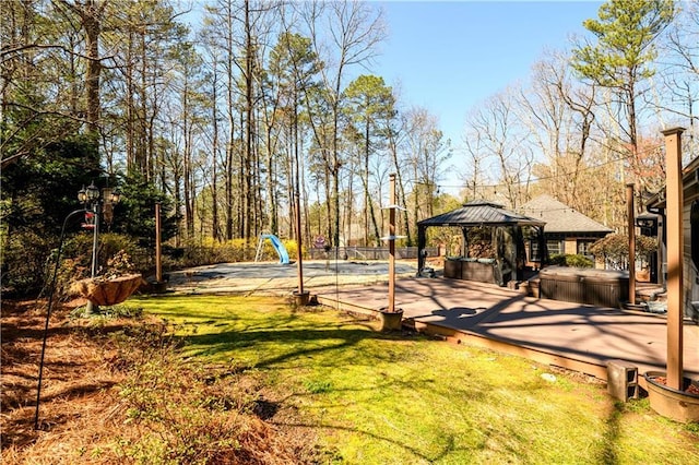 view of yard with a gazebo