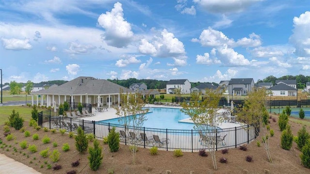 view of swimming pool featuring a patio