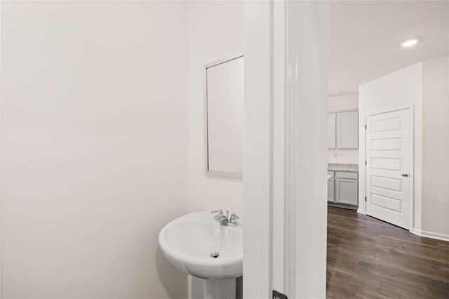 bathroom featuring hardwood / wood-style flooring and sink