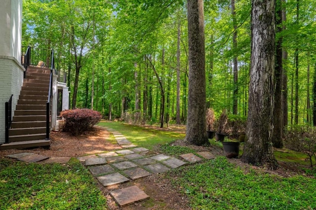 view of yard with stairs