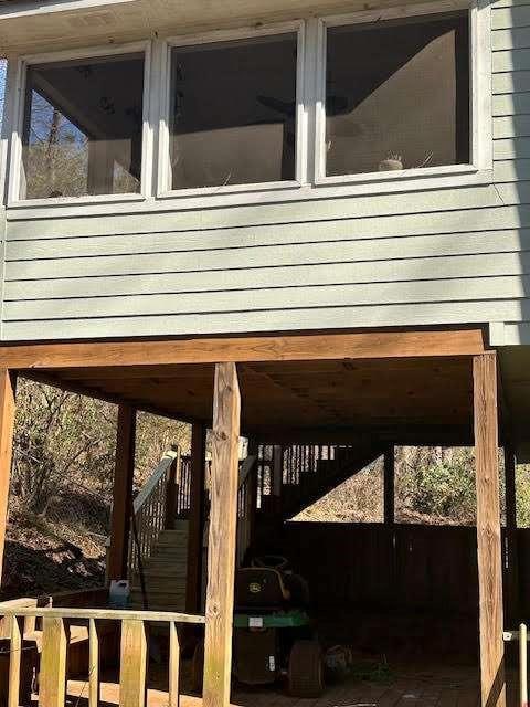 view of dock featuring stairs