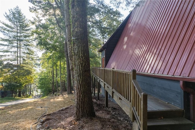 exterior space featuring metal roof