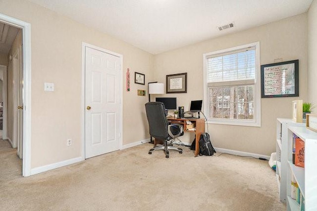 office area with light carpet