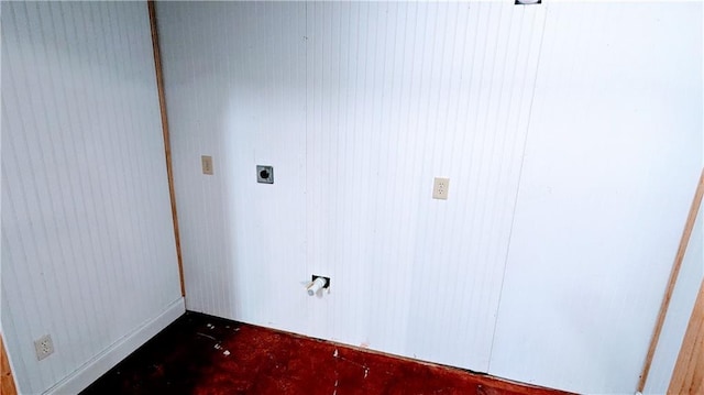 clothes washing area featuring hookup for an electric dryer