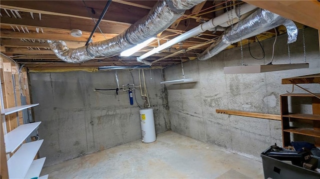 basement featuring gas water heater