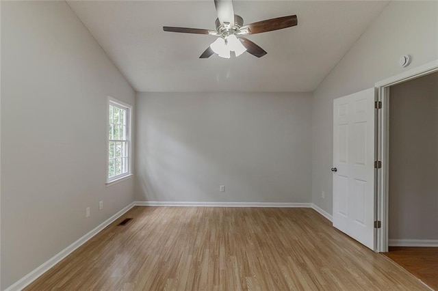 3614 Spring Leaf Ln, Acworth, GA 30101 - empty room featuring vaulted ceiling, a ceiling fan, and light wood-type flooring
