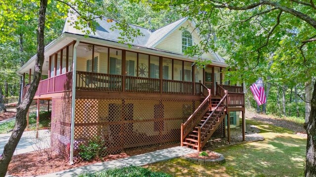 view of jungle gym with a deck