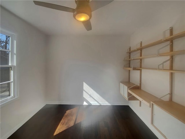 2217 Troutdale Dr, Decatur, GA 30032 - interior space with baseboards, a ceiling fan, and dark wood-style flooring