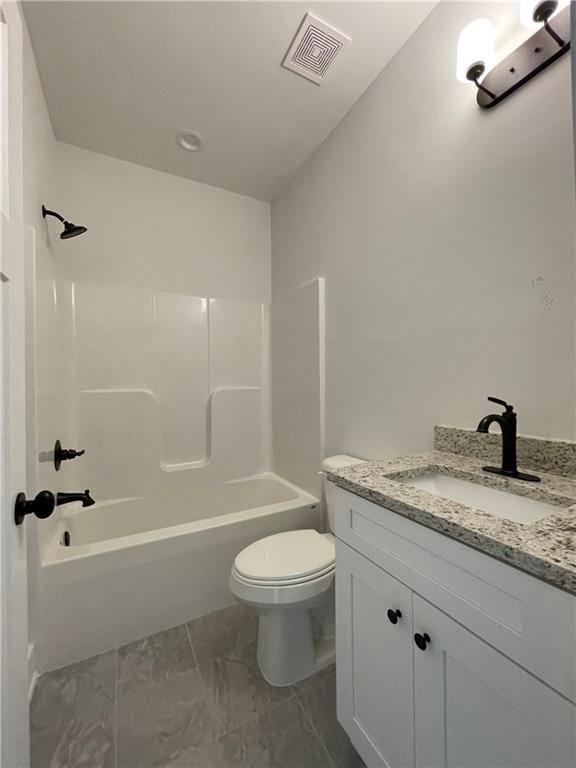 3605 Garden Lakes Pkwy NW, Rome, GA 30165 - full bath featuring vanity, toilet, shower / tub combination, and marble finish floors