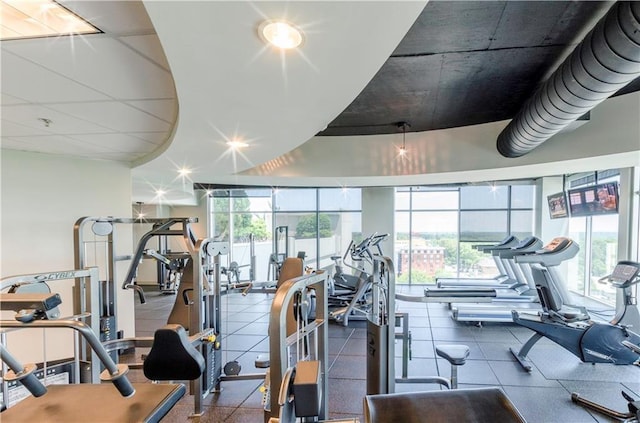 gym with a wealth of natural light