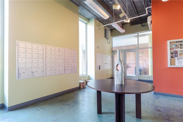 interior space featuring mail boxes