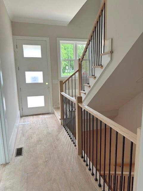 001 White St Unit 1, Marietta, GA 30060 - entrance foyer with wood finished floors and stairs