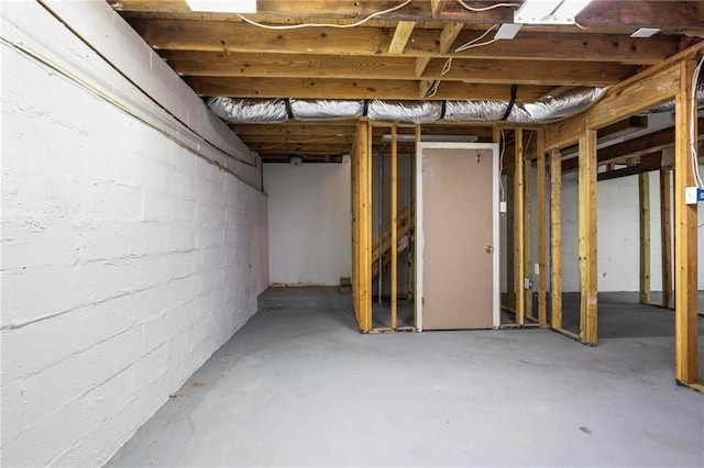 view of unfinished basement