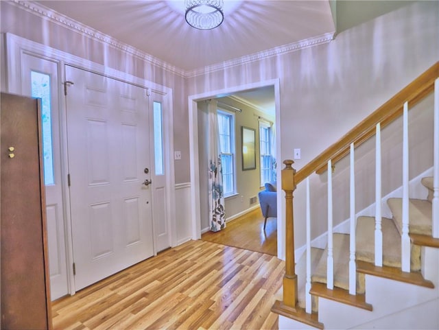 1257 Independence Way, Marietta, GA 30062 - entryway with stairs, wood finished floors, crown molding, and baseboards