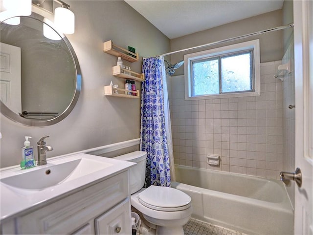 1257 Independence Way, Marietta, GA 30062 - bathroom featuring vanity, toilet, shower / tub combo, and tile patterned floors