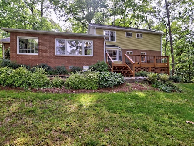 1257 Independence Way, Marietta, GA 30062 - view of front of home featuring a wooden deck, a front yard, and brick siding