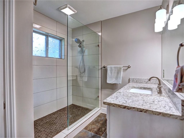 1257 Independence Way, Marietta, GA 30062 - full bathroom featuring walk in shower, vanity, and a chandelier
